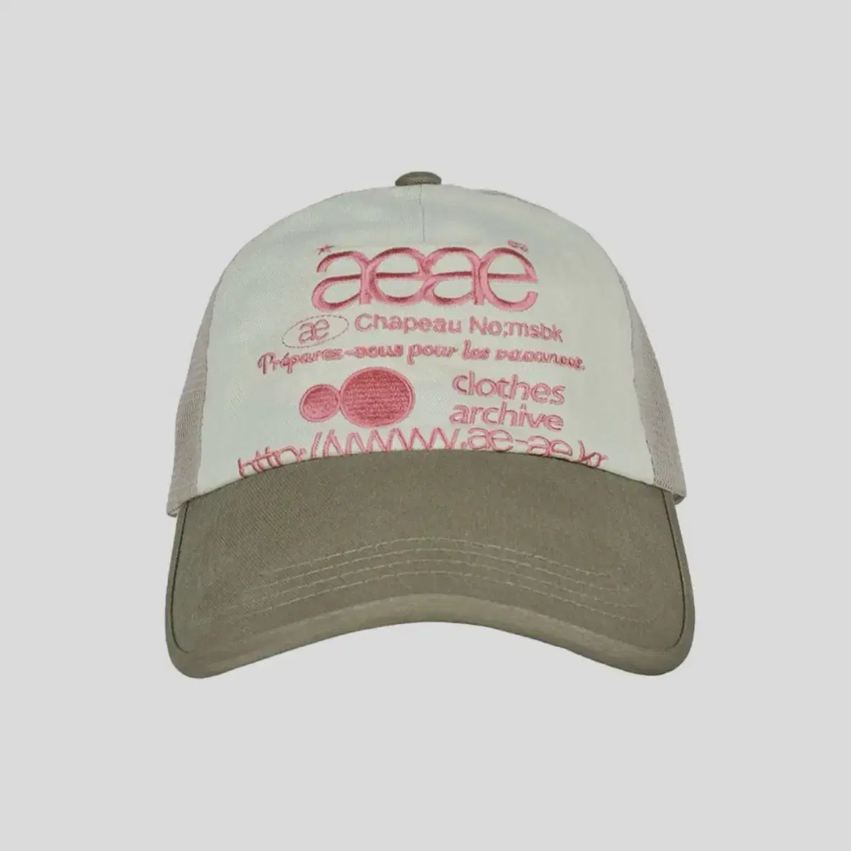 aeae WEB LOGO MESH CAP 모자 올리브 베이지